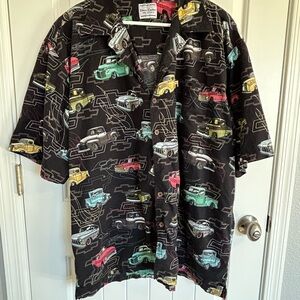Vintage Car Print Black Casual Shirt
